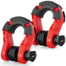 VEVOR 3/4" D-Ring Shackle, 2 Pack Alloy Steel Shackles 66139 lbs (30 Ton) Break Strength with 7/8" Screw Pin, Isolators & Washers, Heavy Duty Off Road Vehicle Recovery Shackle for Jeep Truck, Red