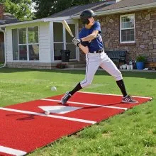 10x3.8 ft Baseball Hitting Mat Softball Batting Cage Mat Outdoor Training Red