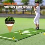 VEVOR Baseball Softball Hitting Batting Mat, 10' x 3.8' Indoor/Outdoor Softball Mat, Lined & Foam Backing Anti-Slip Anti-Fade Softball Training Aid, Portable Practice Mat with Tightening Rope, Green