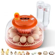 VEVOR 12 Egg Incubator, Automatic Egg Turner with LED Candler, Temperature & Humidity Control, 360° View Clear Window, Poultry Eggs Incubator for Home Farm, Hatching Chicks Ducks Goose Quail