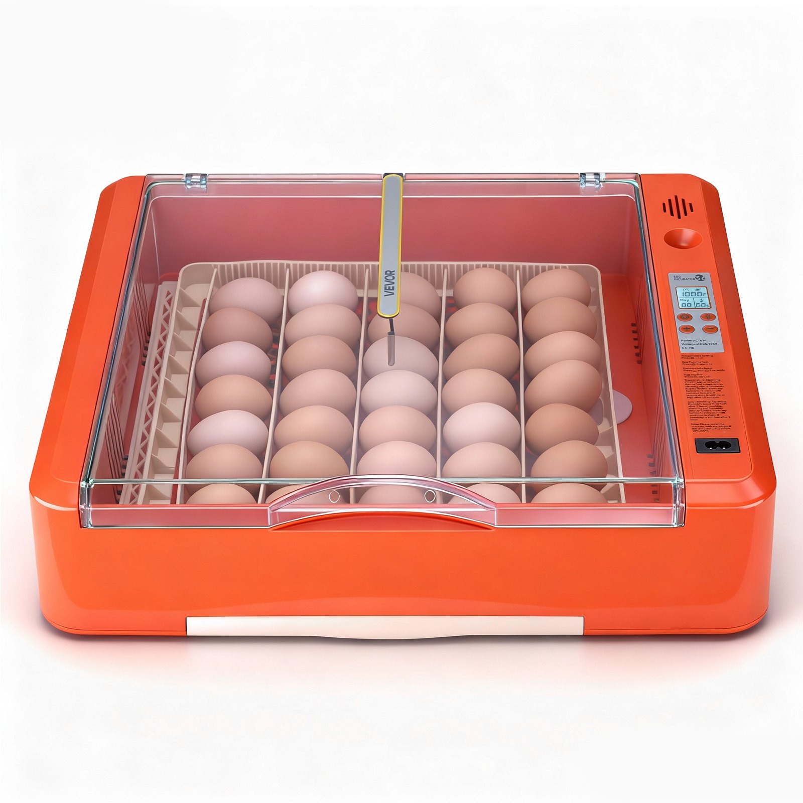 VEVOR 36 Egg Incubator, Automatic Egg Turner with LED Candler & Water Tray, Temperature & Humidity Control, 360° View Clear Window, Poultry Eggs Incubators for Hatching Chicks Ducks Goose Quails