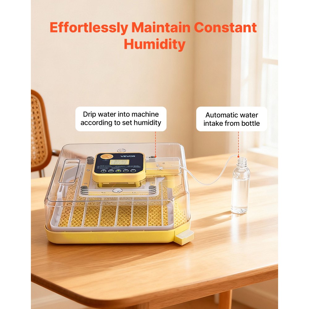 VEVOR 48 Egg Incubator, Automatic Egg Turner with LED Candler, Temperature Display & Auto Humidity Control, 360° View Clear Window, Poultry Eggs Incubator for Hatching Chicks Ducks Goose Quail