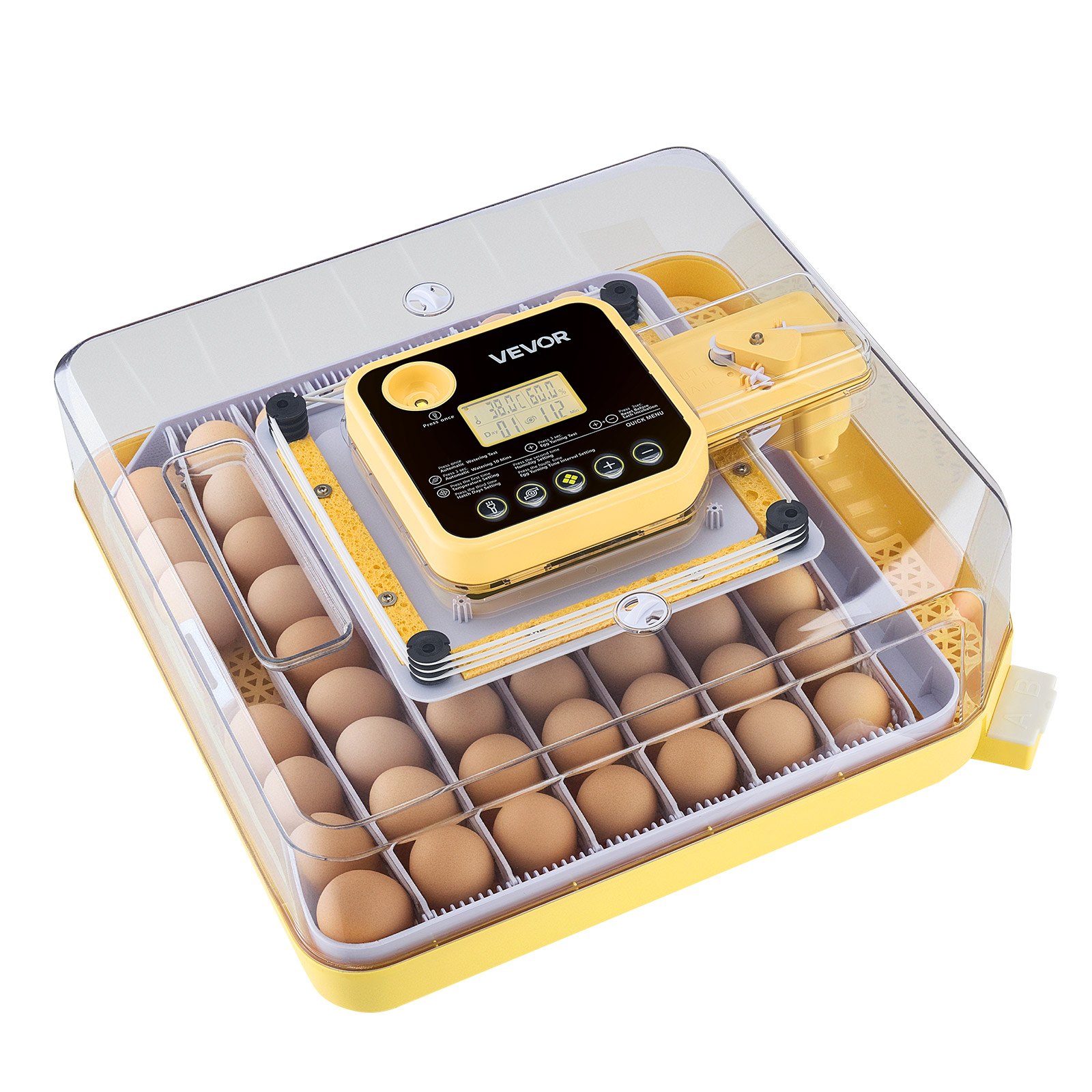 VEVOR 48 Egg Incubator, Automatic Egg Turner with LED Candler, Temperature Display & Auto Humidity Control, 360° View Clear Window, Poultry Eggs Incubator for Hatching Chicks Ducks Goose Quail