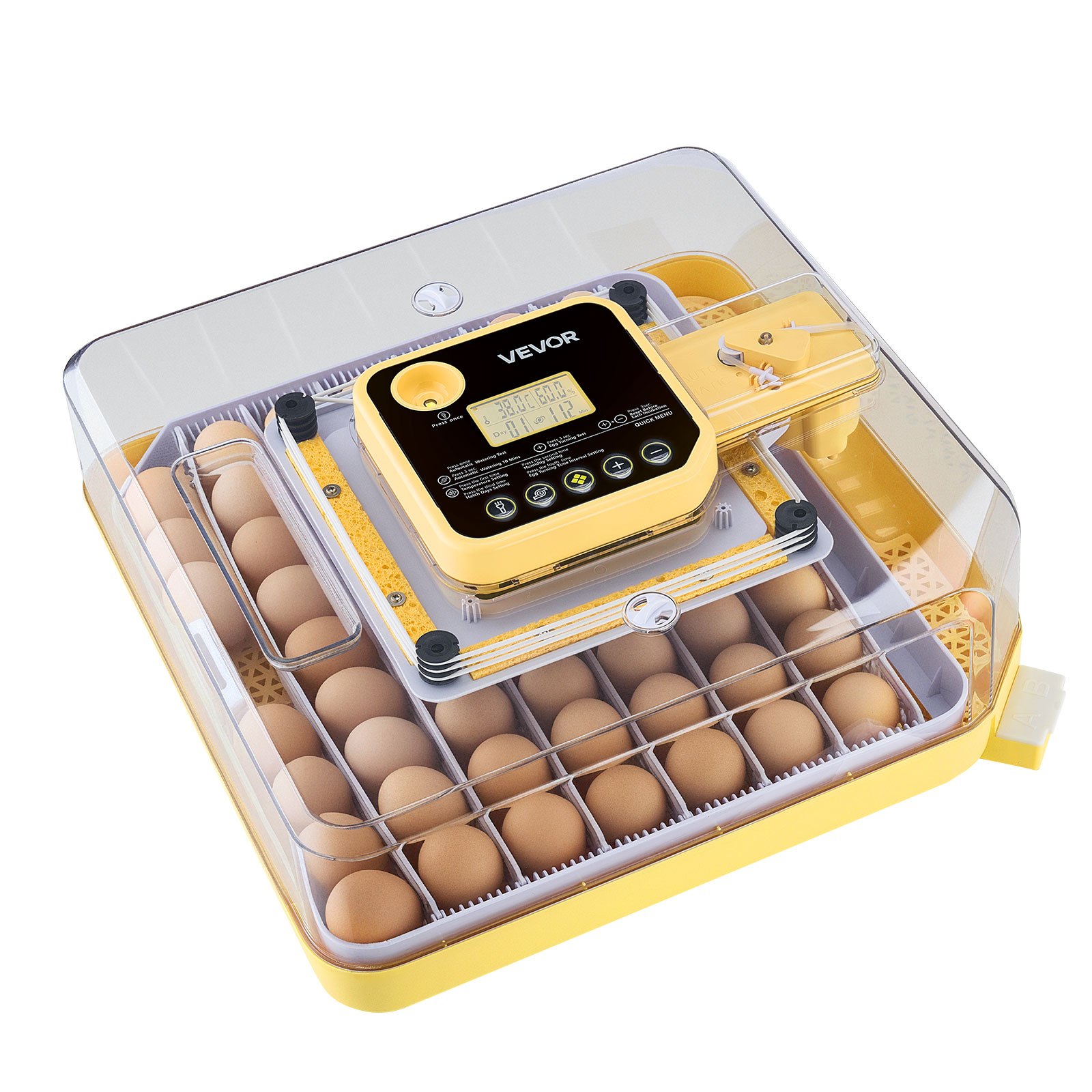 VEVOR 48 Egg Incubator, Automatic Egg Turner with LED Candler, Temperature Display & Auto Humidity Control, 360° View Clear Window, Poultry Eggs Incubator for Hatching Chicks Ducks Goose Quail