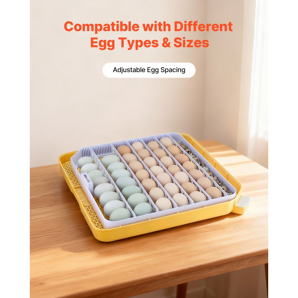 VEVOR 48 Egg Incubator, Automatic Egg Turner with LED Candler, Temperature Display & Auto Humidity Control, 360° View Clear Window, Poultry Eggs Incubator for Hatching Chicks Ducks Goose Quail