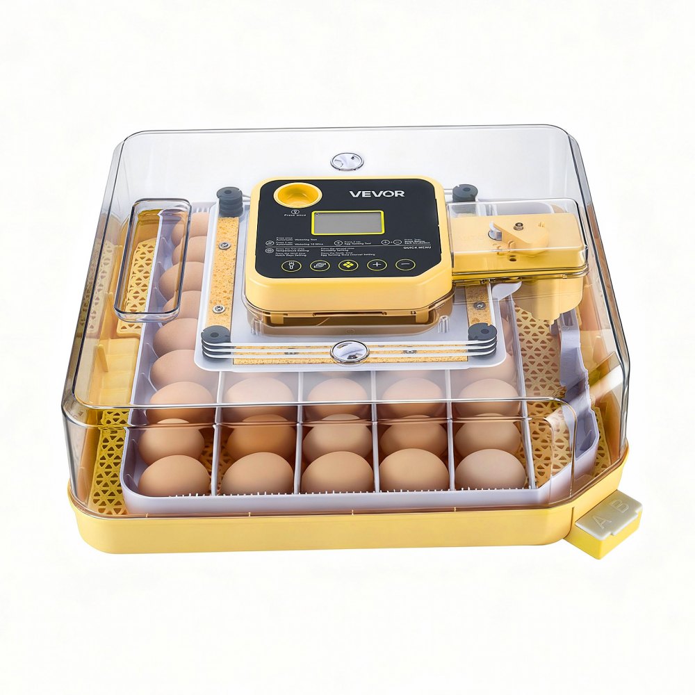 VEVOR 48 Egg Incubator, Automatic Egg Turner with LED Candler, Temperature Display & Auto Humidity Control, 360° View Clear Window, Poultry Eggs Incubator for Hatching Chicks Ducks Goose Quail