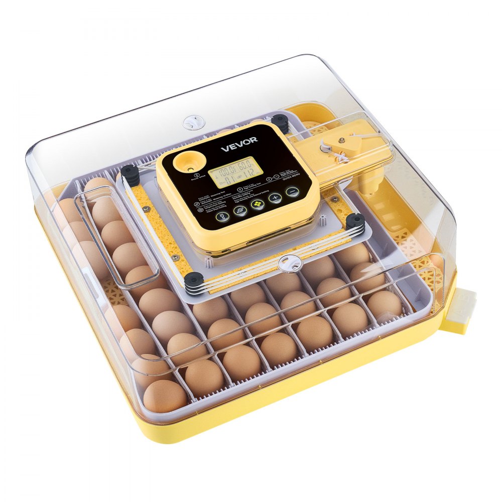 VEVOR 48 Egg Incubator, Automatic Egg Turner with LED Candler, Temperature Display & Auto Humidity Control, 360° View Clear Window, Poultry Eggs Incubator for Hatching Chicks Ducks Goose Quail