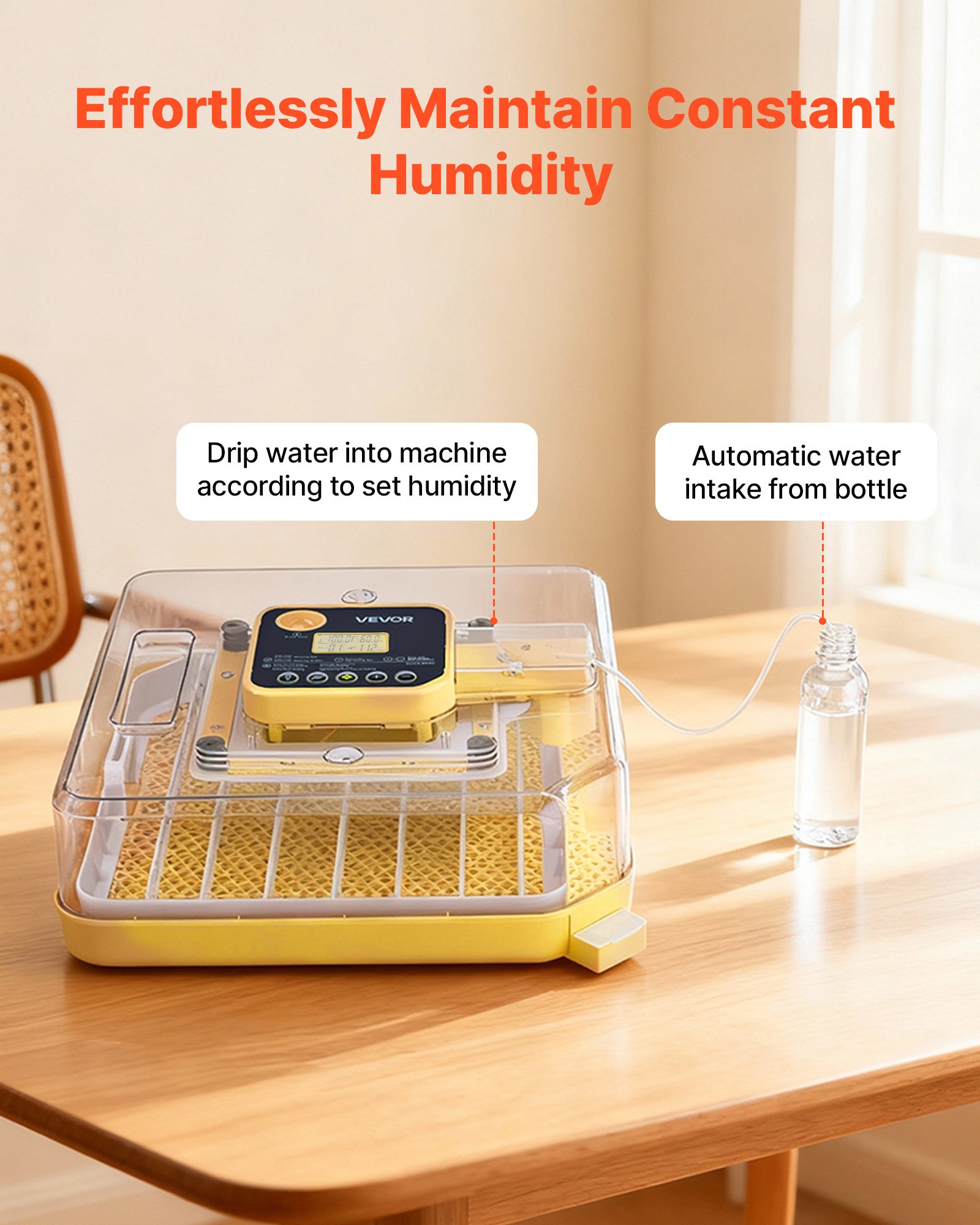 VEVOR 48 Egg Incubator, Automatic Egg Turner with LED Candler, Temperature Display & Auto Humidity Control, 360° View Clear Window, Poultry Eggs Incubator for Hatching Chicks Ducks Goose Quail