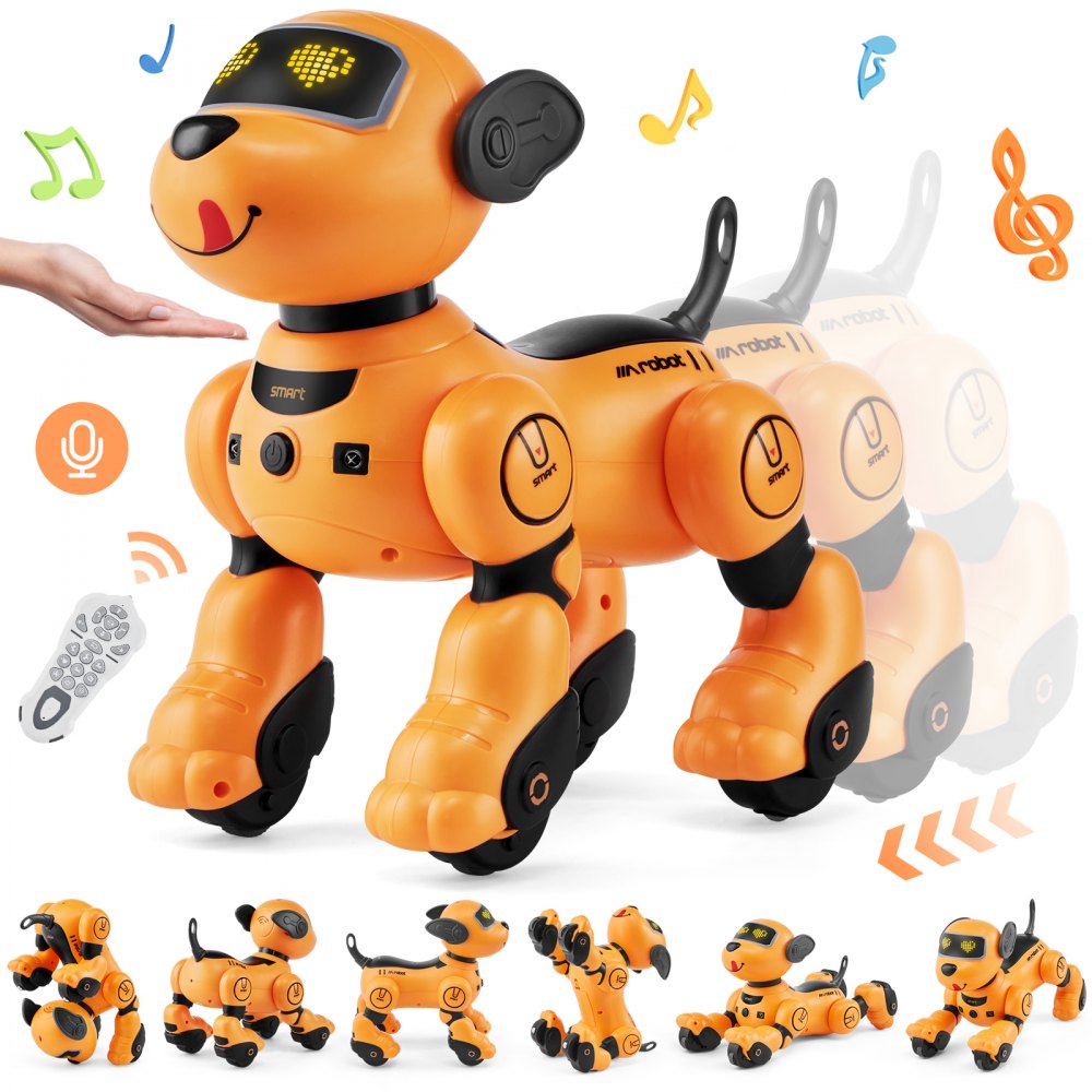 VEVOR RC Robô Cachorro Brinquedo Falante Dançando Toque e Voz Controle Remoto Programável