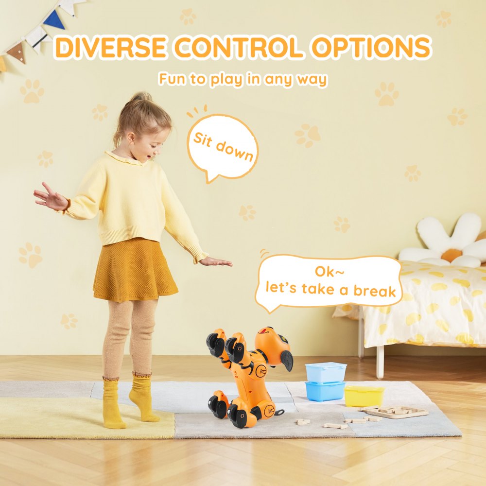 VEVOR Remote Control Robot Dog Toy, 2.4GHz RC Dog Programmable Smart Interactive Robotic Pet for Kids with Follow Function, Touch & Voice Control, Singing Dancing RC Stunt Toy for Age 3+ Boys Girls