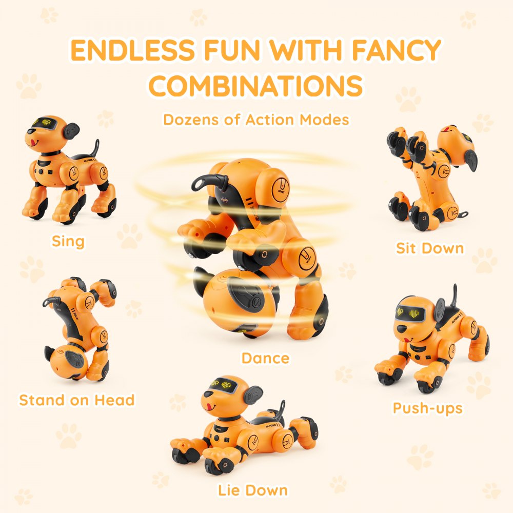 VEVOR Remote Control Robot Dog Toy, 2.4GHz RC Dog Programmable Smart Interactive Robotic Pet for Kids with Follow Function, Touch & Voice Control, Singing Dancing RC Stunt Toy for Age 3+ Boys Girls