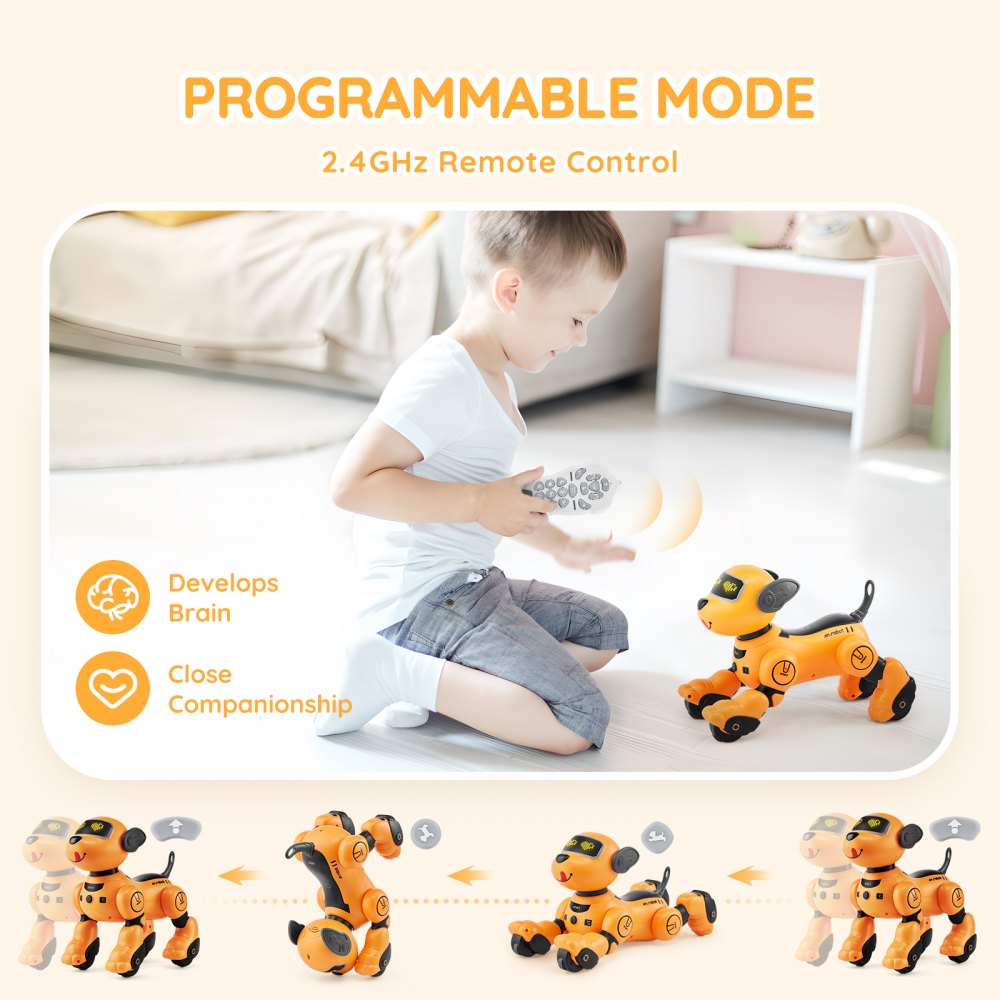 VEVOR Remote Control Robot Dog Toy, 2.4GHz RC Dog Programmable Smart Interactive Robotic Pet for Kids with Follow Function, Touch & Voice Control, Singing Dancing RC Stunt Toy for Age 3+ Boys Girls