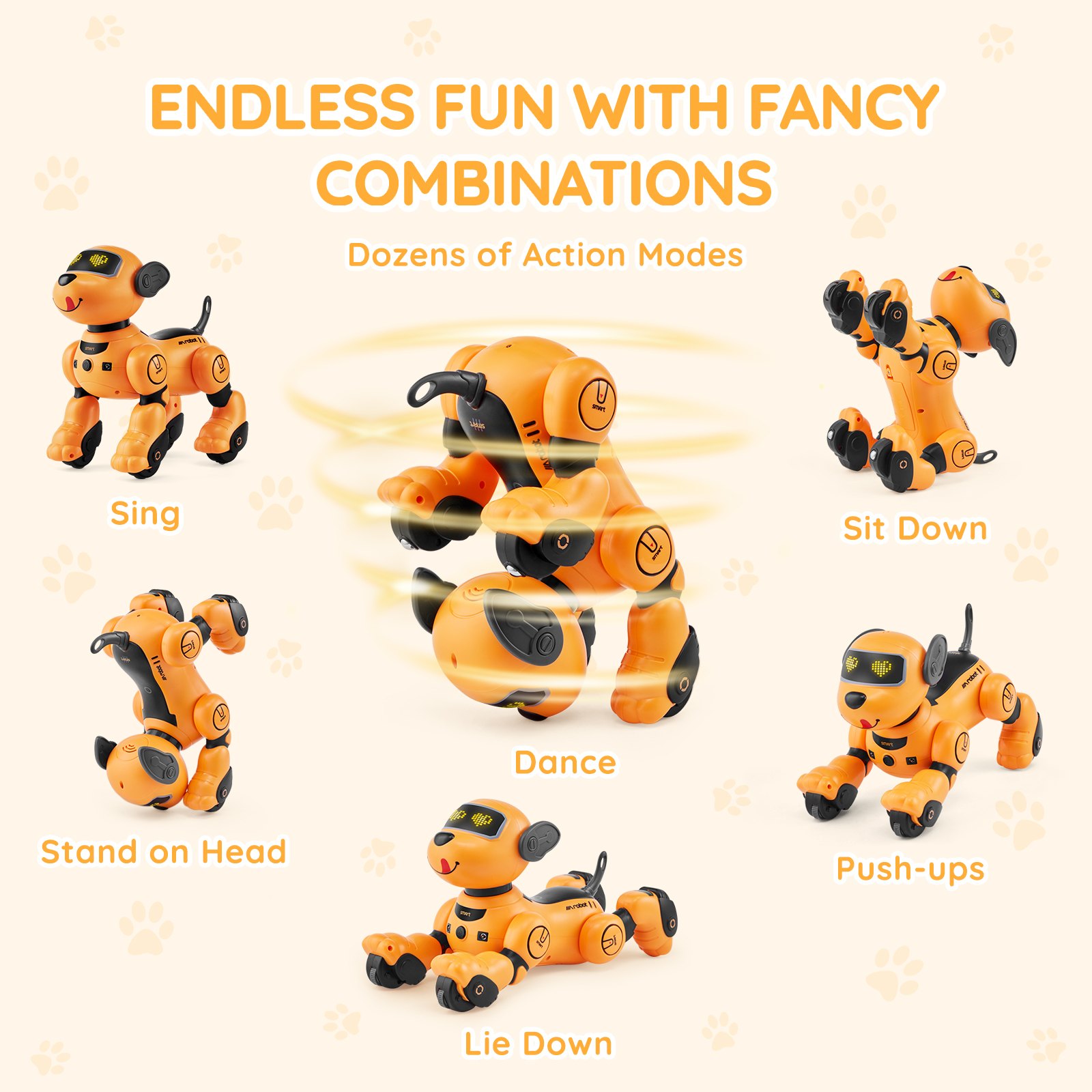 VEVOR Remote Control Robot Dog Toy, 2.4GHz RC Dog Programmable Smart Interactive Robotic Pet for Kids with Follow Function, Touch & Voice Control, Singing Dancing RC Stunt Toy for Age 3+ Boys Girls