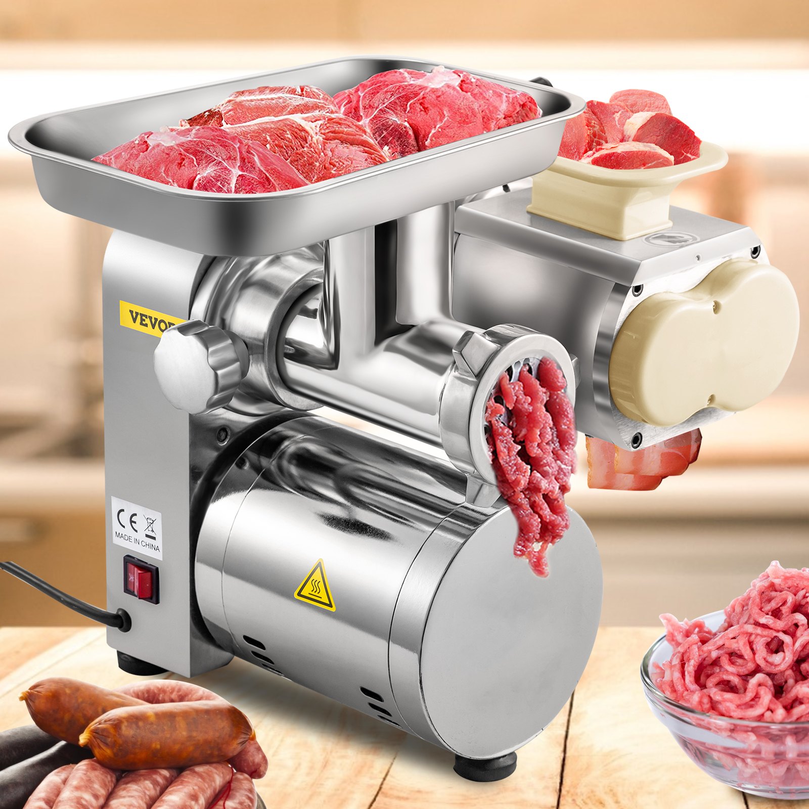 Commercial Electric Meat Grinder Slicer Mincer Cutter 160 kg/h Stainless Steel