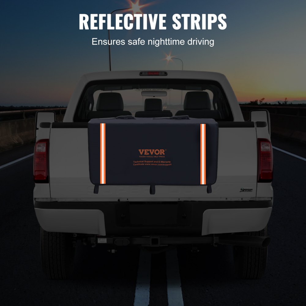 VEVOR Tailgate Bike Pad, 33" Truck Tailgate Pad Carry 2 Mountain Bikes, Tailgate Protection Pad with Reflective Strips and Tool Pocket, Universal Tailgate Pad for Small-Size Pickup Trucks