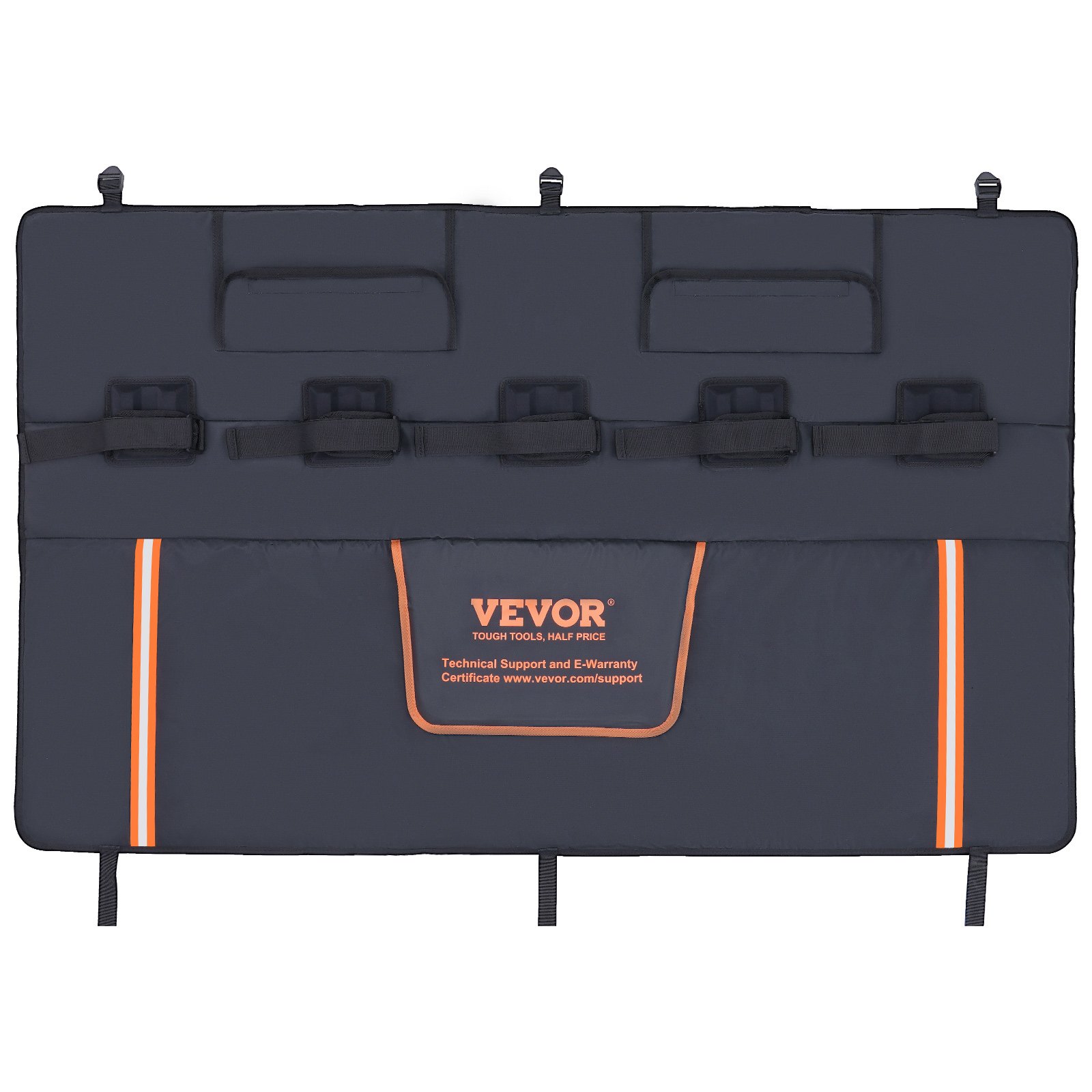 VEVOR Tailgate Bike Pad, 53" Truck Tailgate Pad Carry 5 Mountain Bikes, Upgraded Grooves Tailgate Protection Pad with Reflective Strips and Tool Pockets, with Camera Opening for Mid-Size Pickup Trucks