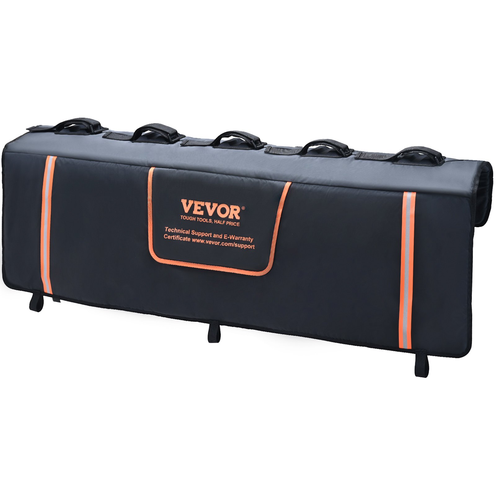 VEVOR Tailgate Bike Pad, 53" Truck Tailgate Pad Carry 5 Mountain Bikes, Upgraded Grooves Tailgate Protection Pad with Reflective Strips and Tool Pockets, with Camera Opening for Mid-Size Pickup Trucks