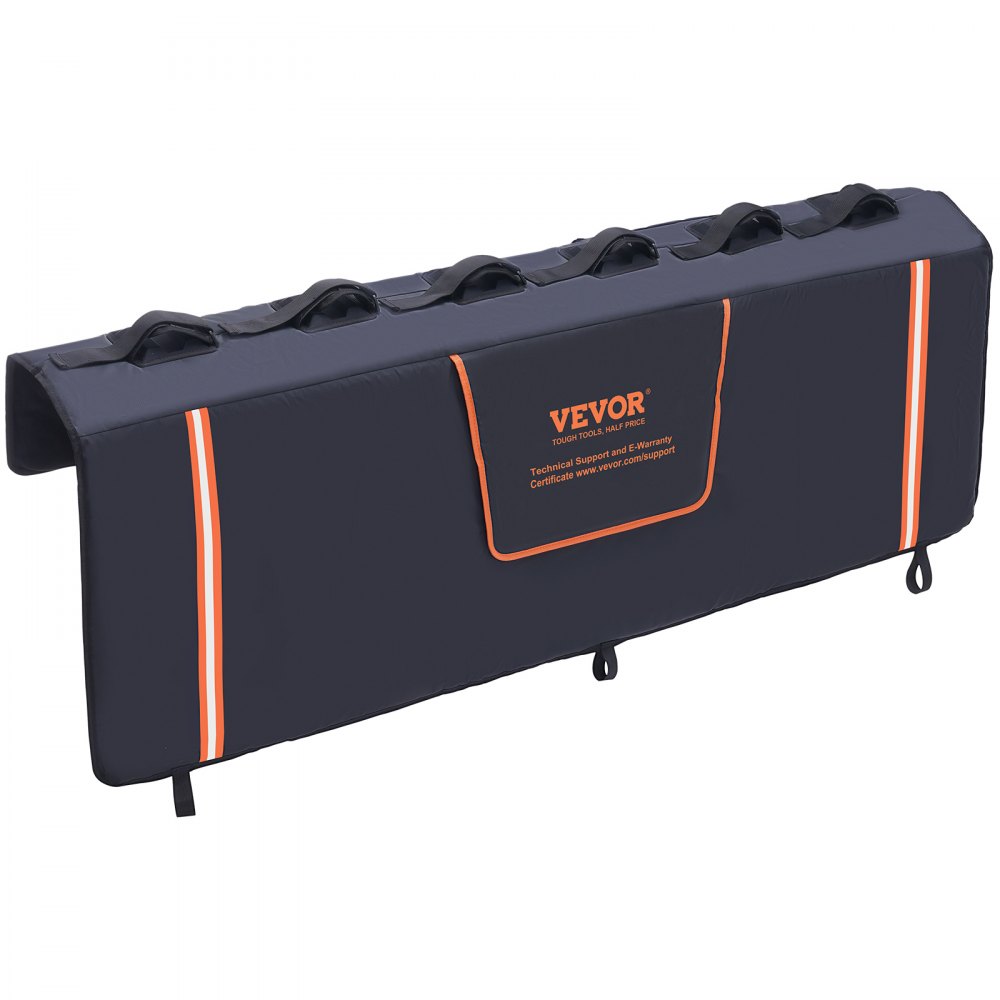 VEVOR Tailgate Bike Pad, 62" Truck Tailgate Pad Carry 6 Mountain Bikes, Upgraded Grooves Tailgate Protection Pad with Reflective Strips and Tool Pockets, with Camera Opening for Most Pickup Trucks