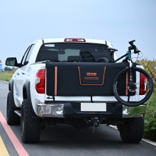 VEVOR Tailgate Bike Pad, 62" Truck Tailgate Pad Carry 6 Mountain Bikes, Upgraded Grooves Tailgate Protection Pad with Reflective Strips and Tool Pockets, with Camera Opening for Most Pickup Trucks