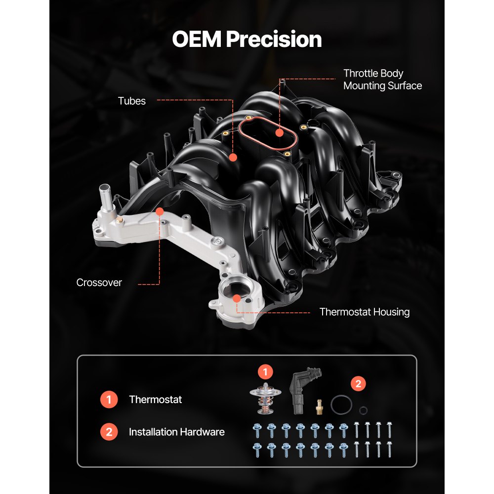 VEVOR Intake Manifold, with Gasket, Engine Intake Manifold Assembly Compatible with 2000-2004 Ford F150/F250/F350, Replace 615-188, AC2Z-9424-A, 2L1Z-9424-AA, 4C2Z-9424-CA, 5C2Z-9424-AA, 9C2Z-9424-AA
