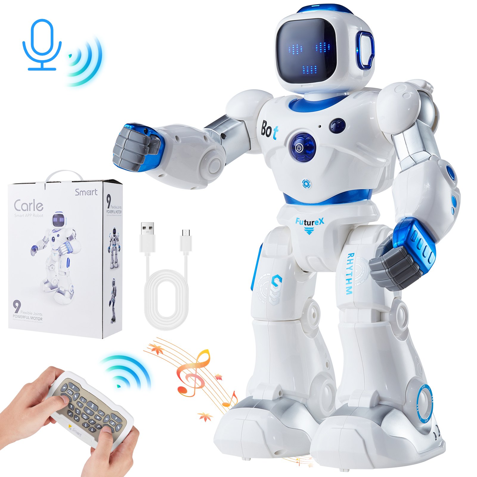 VEVOR RC Robot Toys for Kids, 2.4GHz Programmable Remote Control Smart Robot with Touch, Voice & APP Control, Interactive Singing Dancing Robot for Age 3 4 5 6 7 8 10 Year Old Boys Girls Birthday Gift