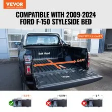 VEVOR Truck Bed Cover, Roll Up Truck Bed Tonneau Cover, Compatible with 2009-2024 Ford F-150 Styleside Bed, for 5.5 x 5.4 ft Bed, Soft PVC material, 100% Bed Access Roll Up Tonneau Cover