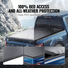 VEVOR Truck Bed Cover, Roll Up Truck Bed Tonneau Cover, Compatible with 2009-2024 Ford F-150 Styleside Bed, for 5.5 x 5.4 ft Bed, Soft PVC material, 100% Bed Access Roll Up Tonneau Cover