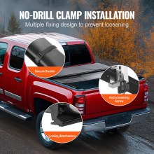 VEVOR Truck Bed Cover, Roll Up Truck Bed Tonneau Cover, Compatible with 2014-2024 Chevy Silverado / GMC Sierra 1500, for 2m x 1.6m / 2m x 1.6m Bed, Soft PVC material, Roll Up Tonneau Cover