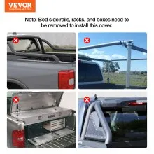 VEVOR Truck Bed Cover, Roll Up Truck Bed Tonneau Cover, Compatible with 2014-2024 Chevy Silverado / GMC Sierra 1500, for 6.6 x 5.2 ft / 6.6 x 5.3 ft Bed, Soft PVC material, Roll Up Tonneau Cover