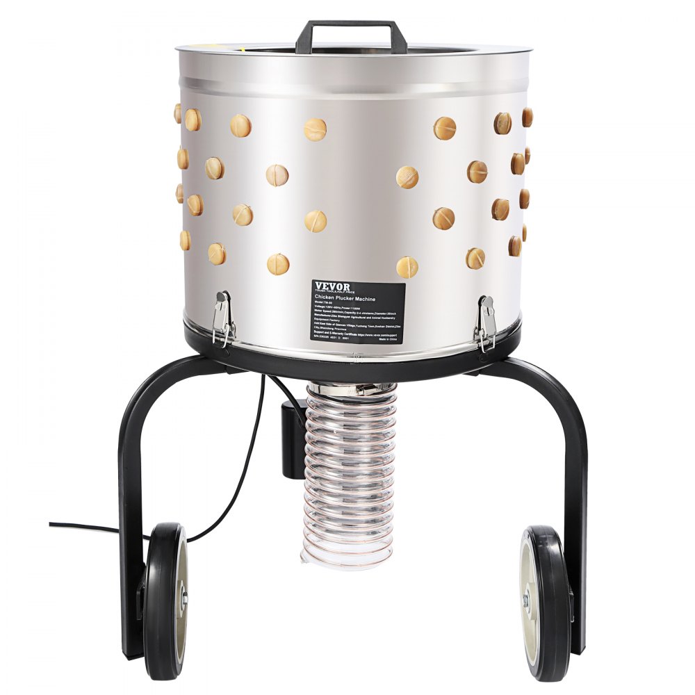 VEVOR Chicken Plucker Machine, Feather Plucker with 20-inch Stainless Steel Drum, Defeathering Equipment with 108 Soft Fingers, Simple Debris Collection, 500W High Power Poultry Plucking