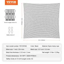 VEVOR Golf Net, 10x15ft Golf Practice Net, Indoor Hitting Net for Golf, Baseball, Hockey, Soccer, Heavy Duty Nylon DIY Ball Net, Sports Netting Barrier for Backyard Driving Training Swing (Net Only)