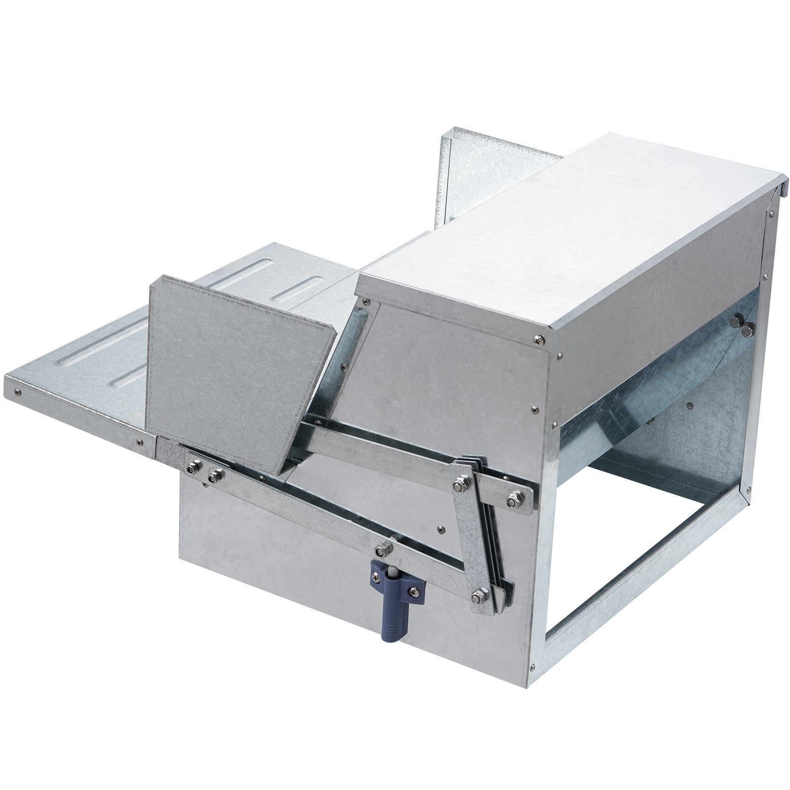 VEVOR automatic chicken feeder with metal construction and hinged lid for easy feeding.