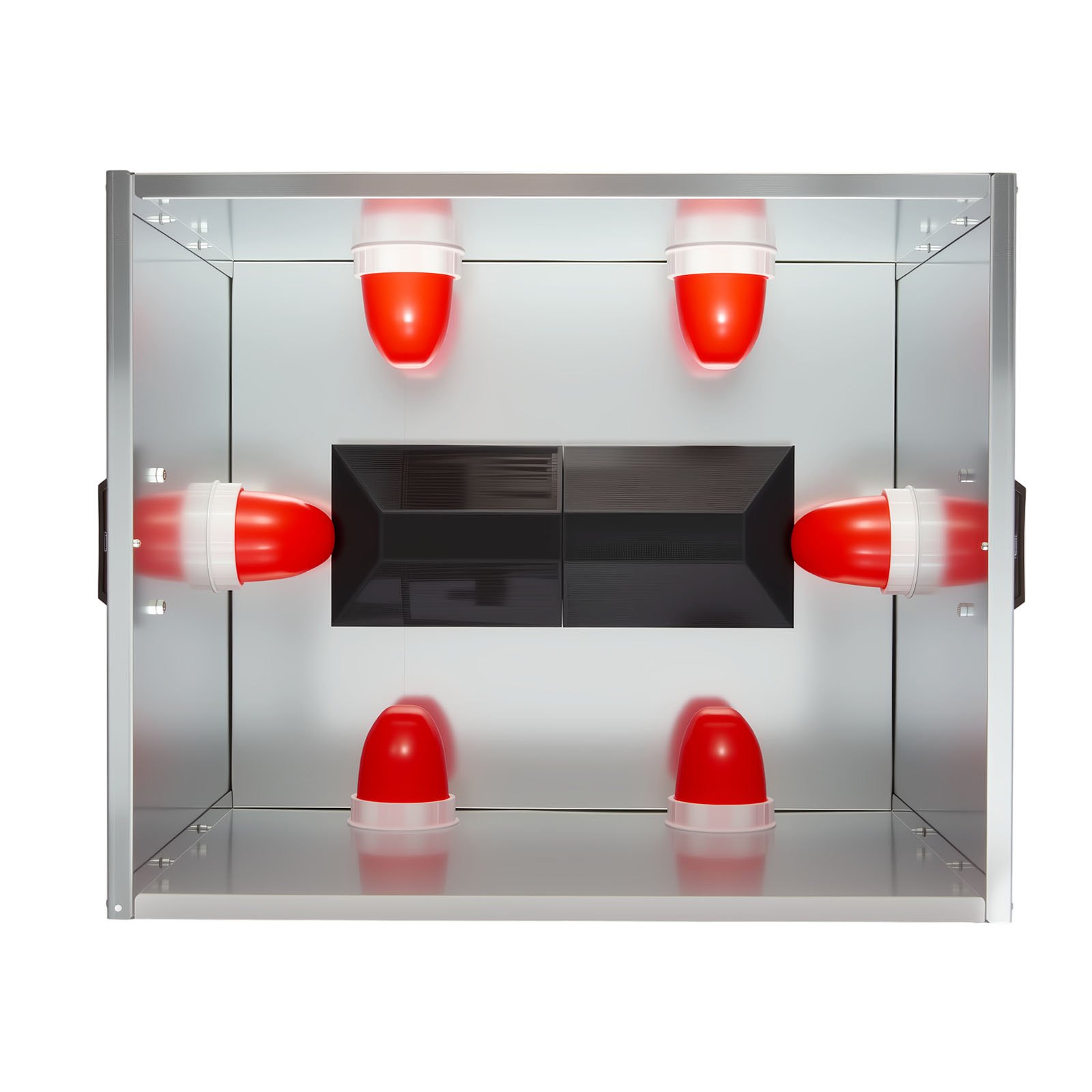 VEVOR Automatic Chicken Feeder, 38.56 kg Capacity, 6 Feeding Ports No-Waste Poultry Feeder with Built-In Divider, with Latch & Handle, Metal Construction, for Chickens Bantams Pheasants Poultry Coop