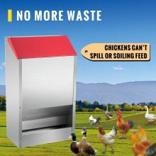 VEVOR Galvanized Poultry Feeder Holds 30lbs of Feed Chicken Feeders No Waste 13.8x8.3x17.7in Hanging Chicken Feeder with Lid Weatherproof Outdoor Coop Food Dispenser for Duck