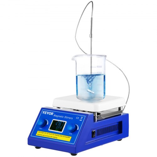 VEVOR Magnetic Stirrer Hot Plate, 5L Capacity Ceramic Coated Hotplate Lab Stirrer 200-2000RPM 608°F/320°C Max Temp Digital Magnetic Stirrer with Temp Probe Sensor and Stirring Bar