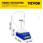 VEVOR Hot Plate Magnetic Stirrer Lab Magnetic Stirrer 2000RPM 5L Max 608°F/320°C