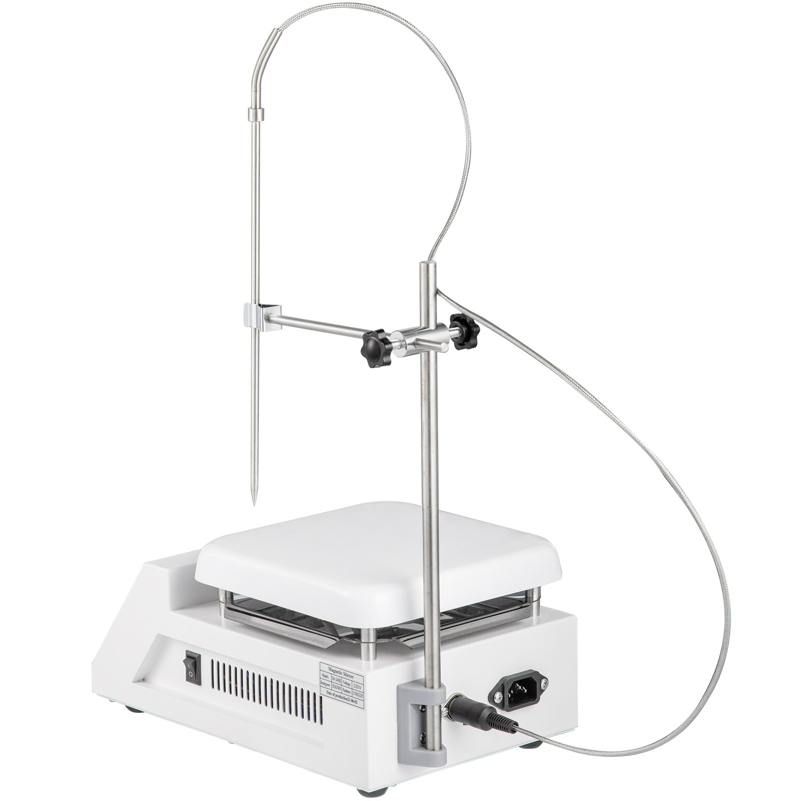 VEVOR Magnetic Stirrer Hot Plate, 200-2000 RPM Digital Hotplate Magnetic Stirrer, 2L Lab Heating Plate Stirrer w/ Support Stand, Max 572°F / 300°C Heating Temperature 500W Heating Power for Lab Mixing