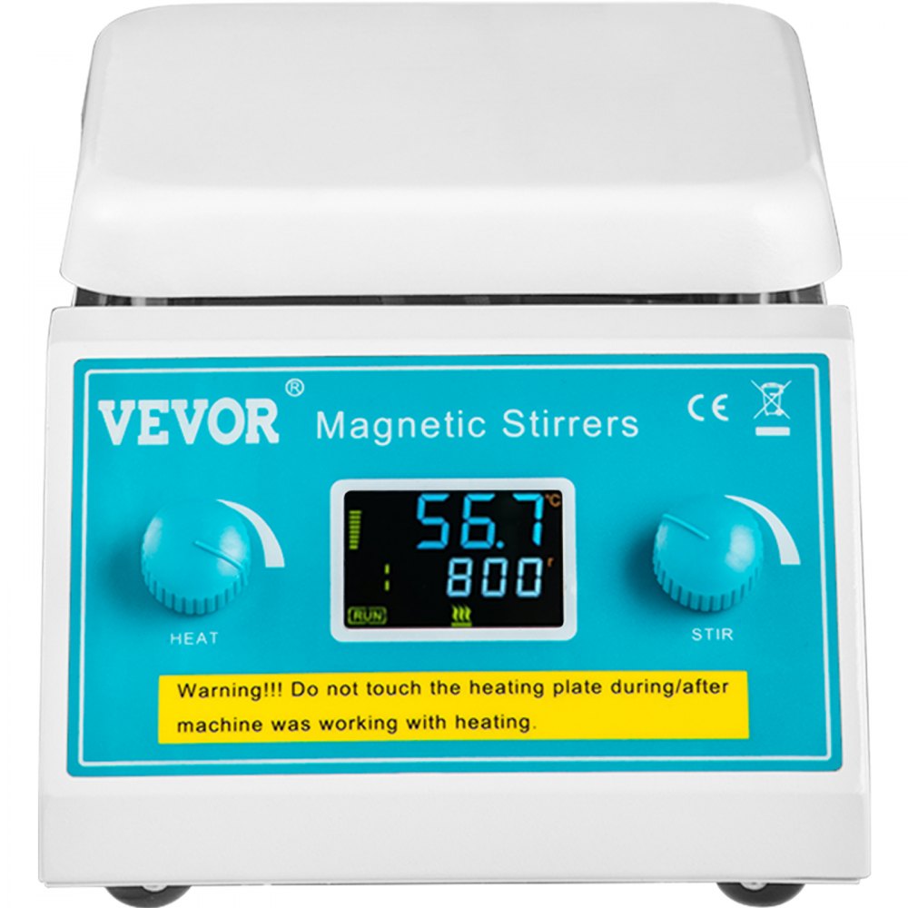 VEVOR Magnetic Stirrer Hot Plate, 200-2000 RPM Digital Hotplate Magnetic Stirrer, 2L Lab Heating Plate Stirrer, Max 572°F / 300°C Heating Temperature 500W Heating Power, for Laboratory Liquid Mixing