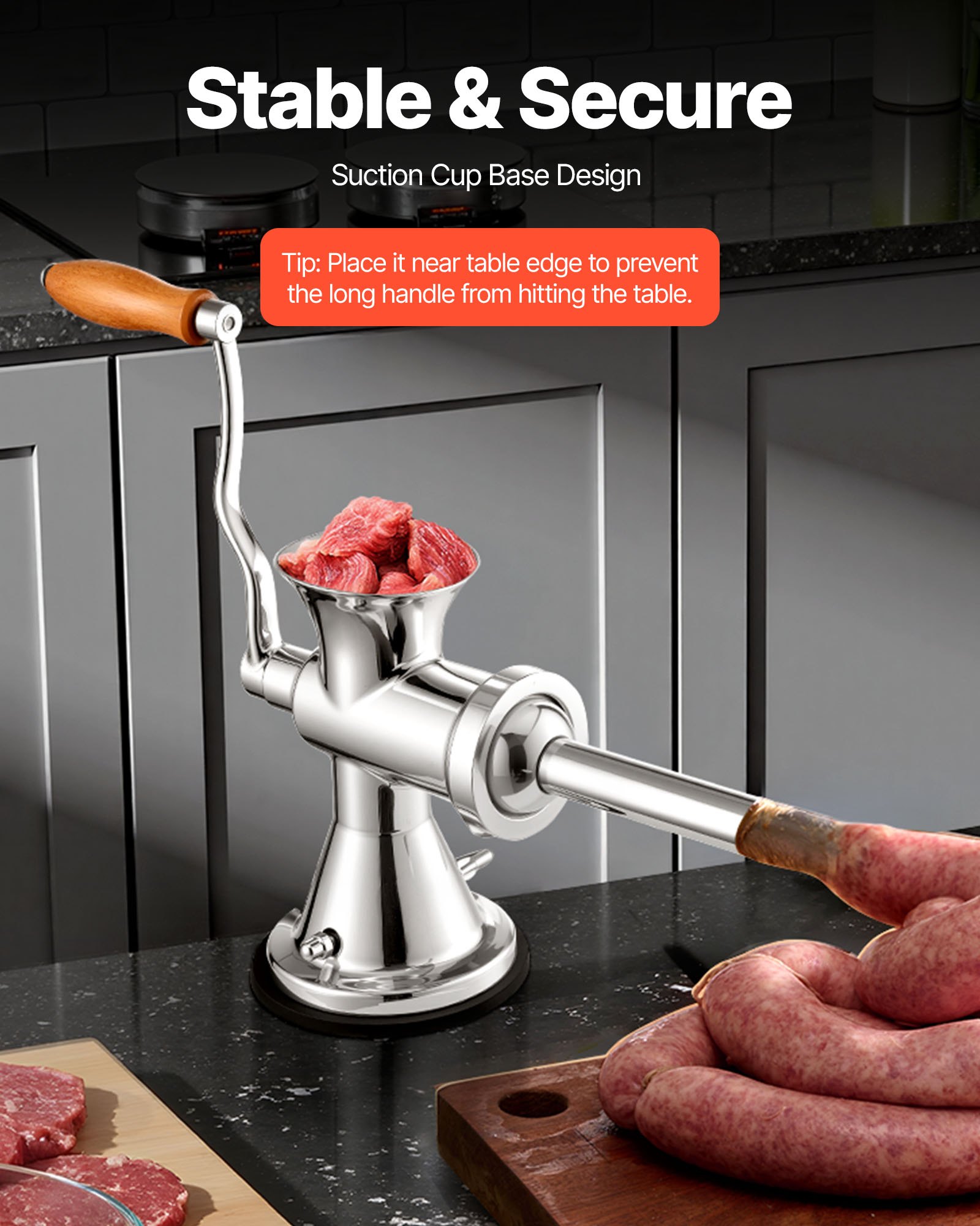 VEVOR Meat Grinder Manual 304 Stainless Steel Hand Operated Meat Grinder Multifunctional Crank Sausage Maker Coffee Powder Grinder for Household for Beef Chicken Pepper Mushroom Coffee