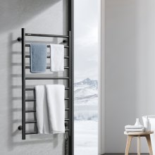 VEVOR 10-Bar Towel Warmer Rack Wall Mounted Heated Towel Rack for Bathroom Black