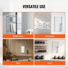 VEVOR 10 Bars Towel Warmer Rack Wall Mounted Heated Towel Rack Bathroom Silver