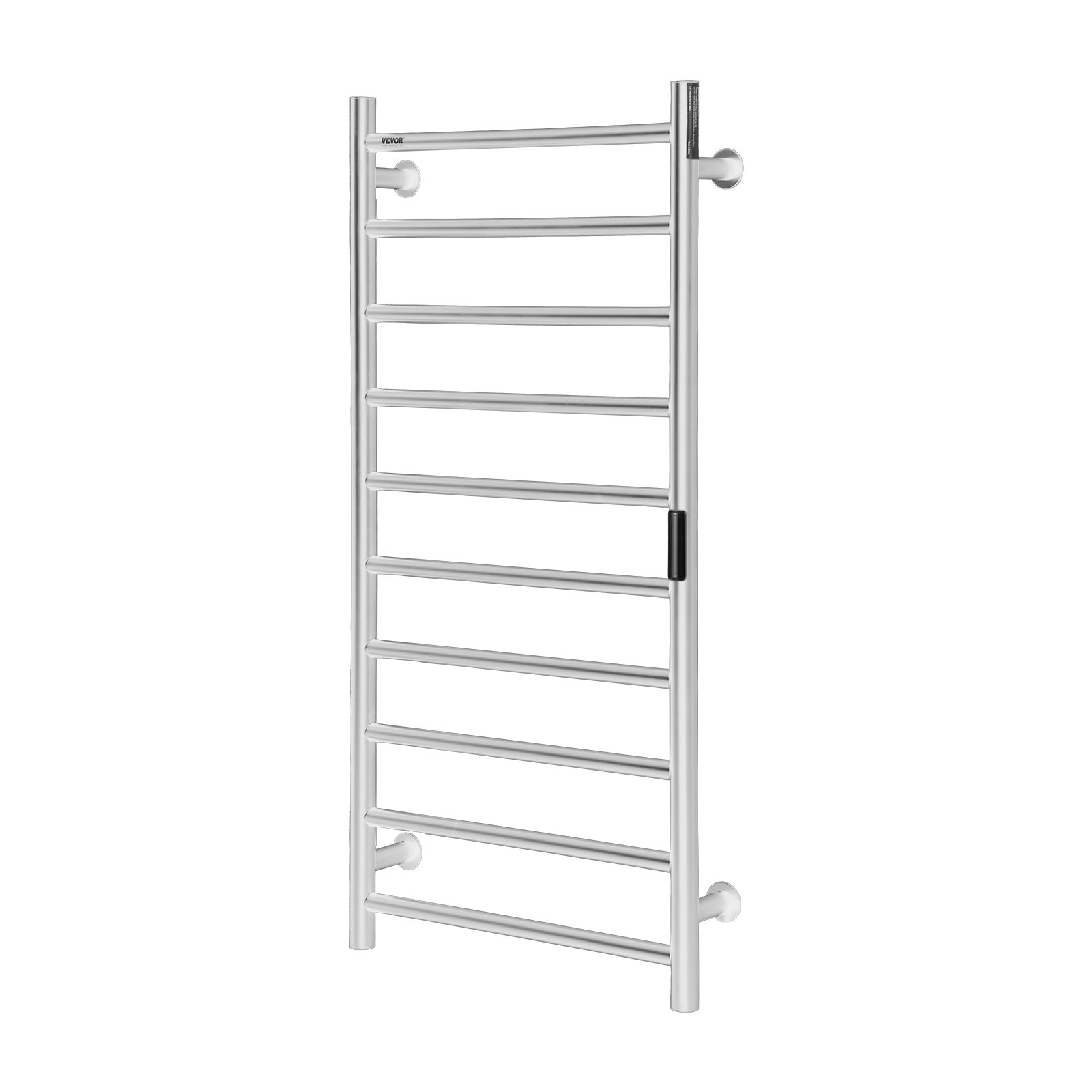 VEVOR 10 Bars Towel Warmer Rack, Wall Mounted Heated Towel Rack for Bathroom, IPX5 Waterpoof Towel Heater Rack with Timer & LED Display Screen, 5 Levels Adjustable Temperature Towel Heater, Silver