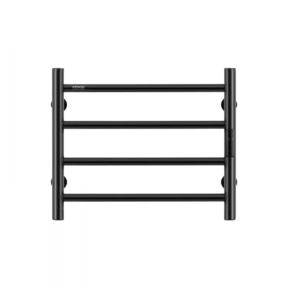 VEVOR 4 Bars Towel Warmer Rack, Wall Mounted Heated Towel Rack for Bathroom, IPX5 Waterpoof Towel Heater Rack with Timer & LED Display Screen, 5 Levels Adjustable Temperature Towel Heater, Black