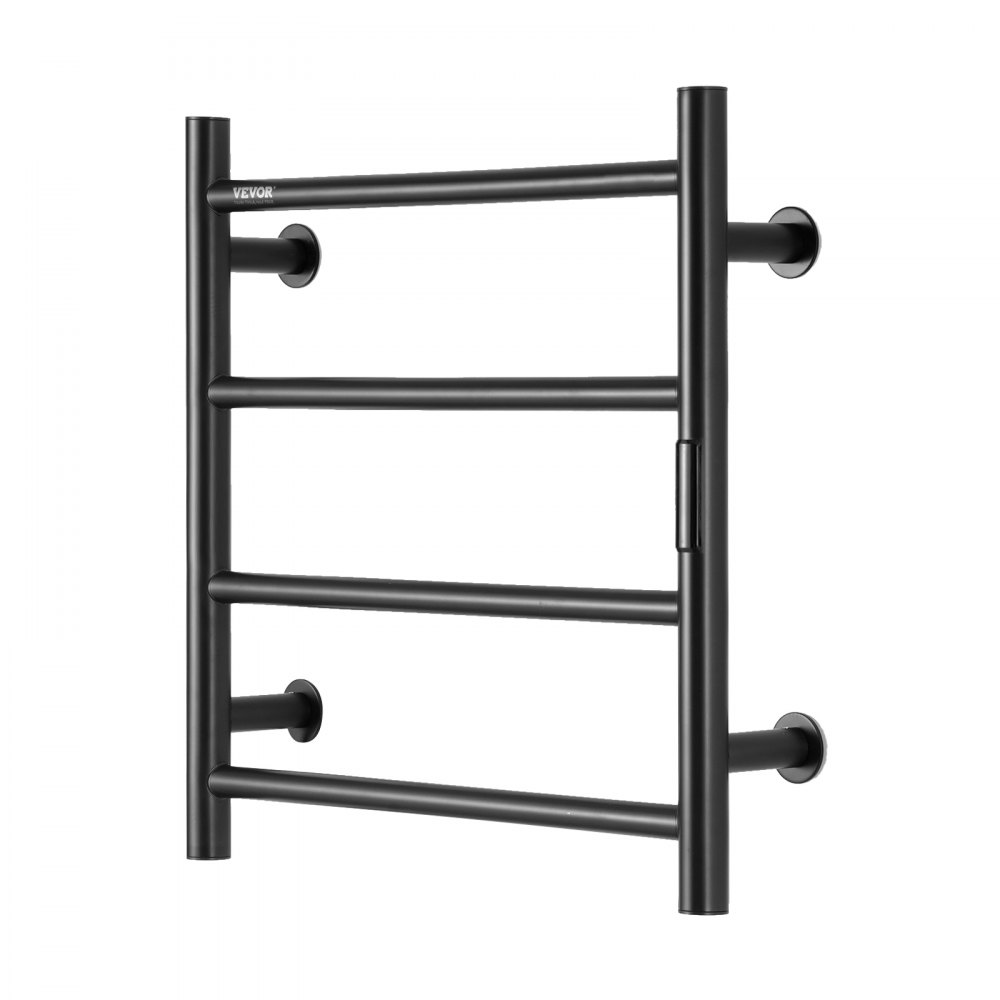 VEVOR 4 Bars Towel Warmer Rack, Wall Mounted Heated Towel Rack for Bathroom, IPX5 Waterpoof Towel Heater Rack with Timer & LED Display Screen, 5 Levels Adjustable Temperature Towel Heater, Black