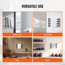 VEVOR Towel Warmer Heated Towel Bar-Rack - Nopwer Bathroom Wall Mounted Electric Towel Drying Plug-in Matte  Black 4 Bars