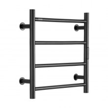 VEVOR Towel Warmer Heated Towel Bar-Rack - Nopwer Bathroom Wall Mounted Electric Towel Drying Plug-in Matte  Black 4 Bars