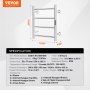 VEVOR 4-Bar Towel Warmer Rack Wall Mounted Heated Towel Rack for Bathroom Silver