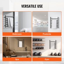 VEVOR Towel Warmer Heated Towel Bar-Rack - Nopwer Bathroom Wall Mounted Electric Towel Drying Plug-in Matte Black 6 Bars