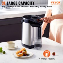 VEVOR Hot Water Dispenser, Adjustable 4 Temperatures Water Boiler and Warmer, 304 Stainless Steel Countertop Water Heater, 3-Way Dispense for Tea, Coffee and Baby Formula, 3L/102 oz