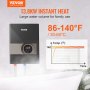 VEVOR Instant Water Heater, 13.8kw Electric Tankless Water Boiler, Digital Temperature Display & Easy Installation & 24-Hour Water Supply, For Kitchen Bathroom Shower Mall Salon Shampoo ETL Listed